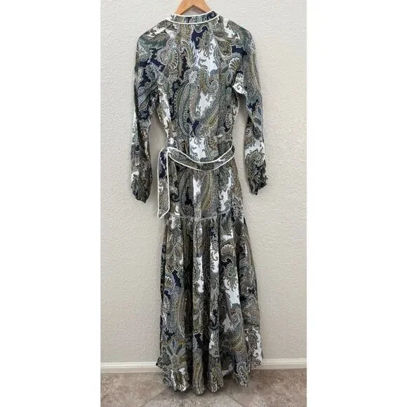 NWT $795 Veronica Beard Kadar Printed Linen Belted Maxi Dress - Picture 7 of 10